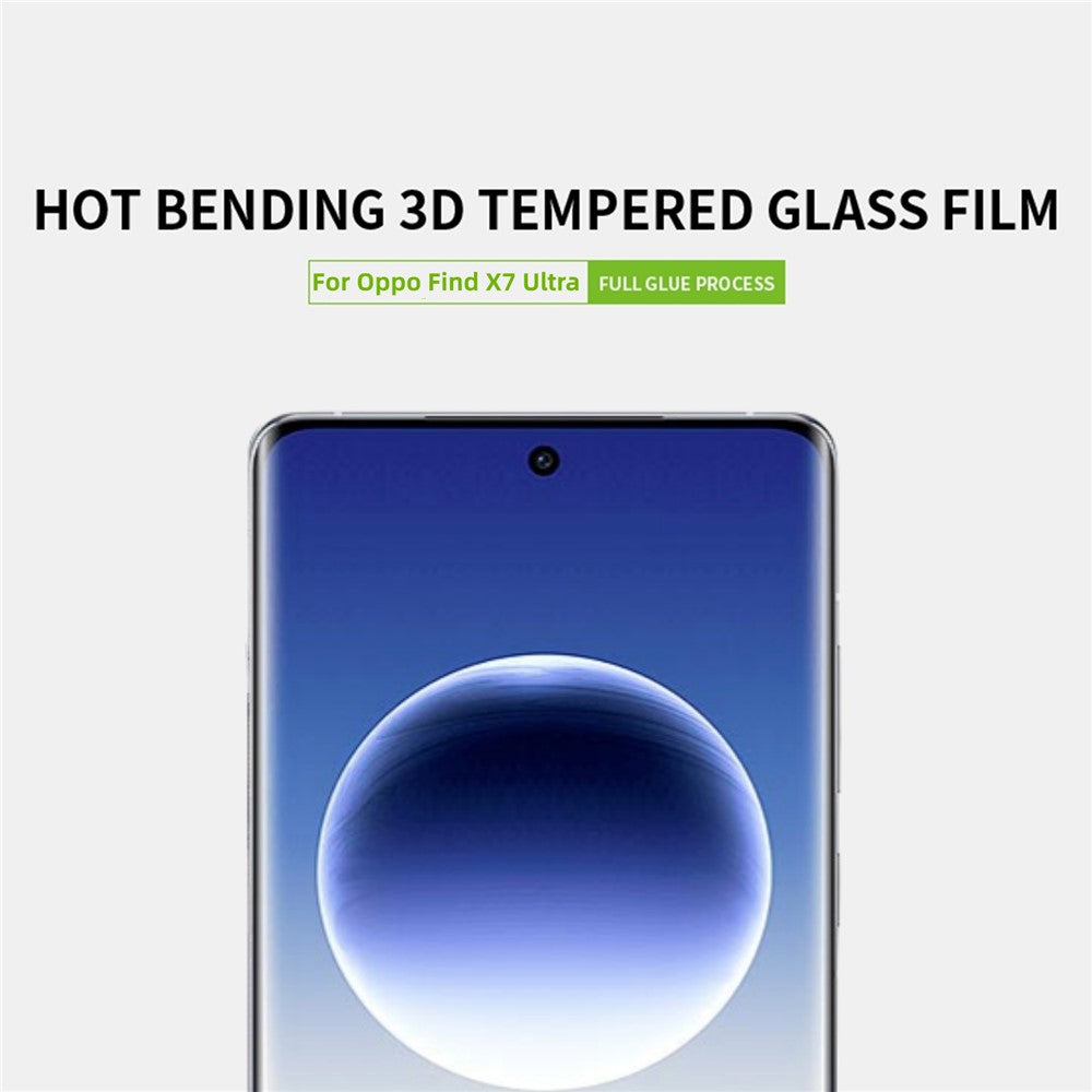 PINWUYO För Oppo Find X7 Ultra Skärmskydd 3D Hot Bending Fingeravtrycksfri Härdat Glasfilm