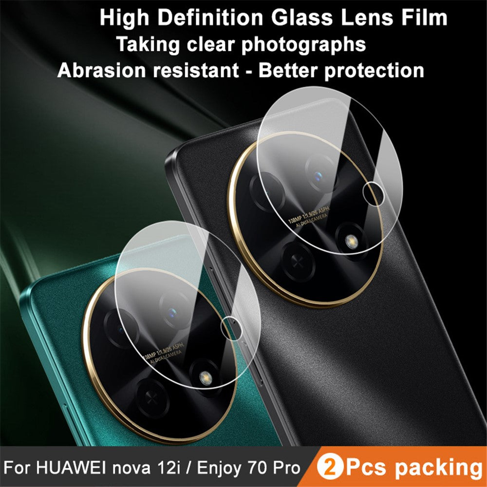 IMAK 2Pcs  /  Set for Huawei Nova 12i 4G / Huawei Enjoy 70 Pro Rear Lens Protector Clear Tempered Glass Camera Lens Film