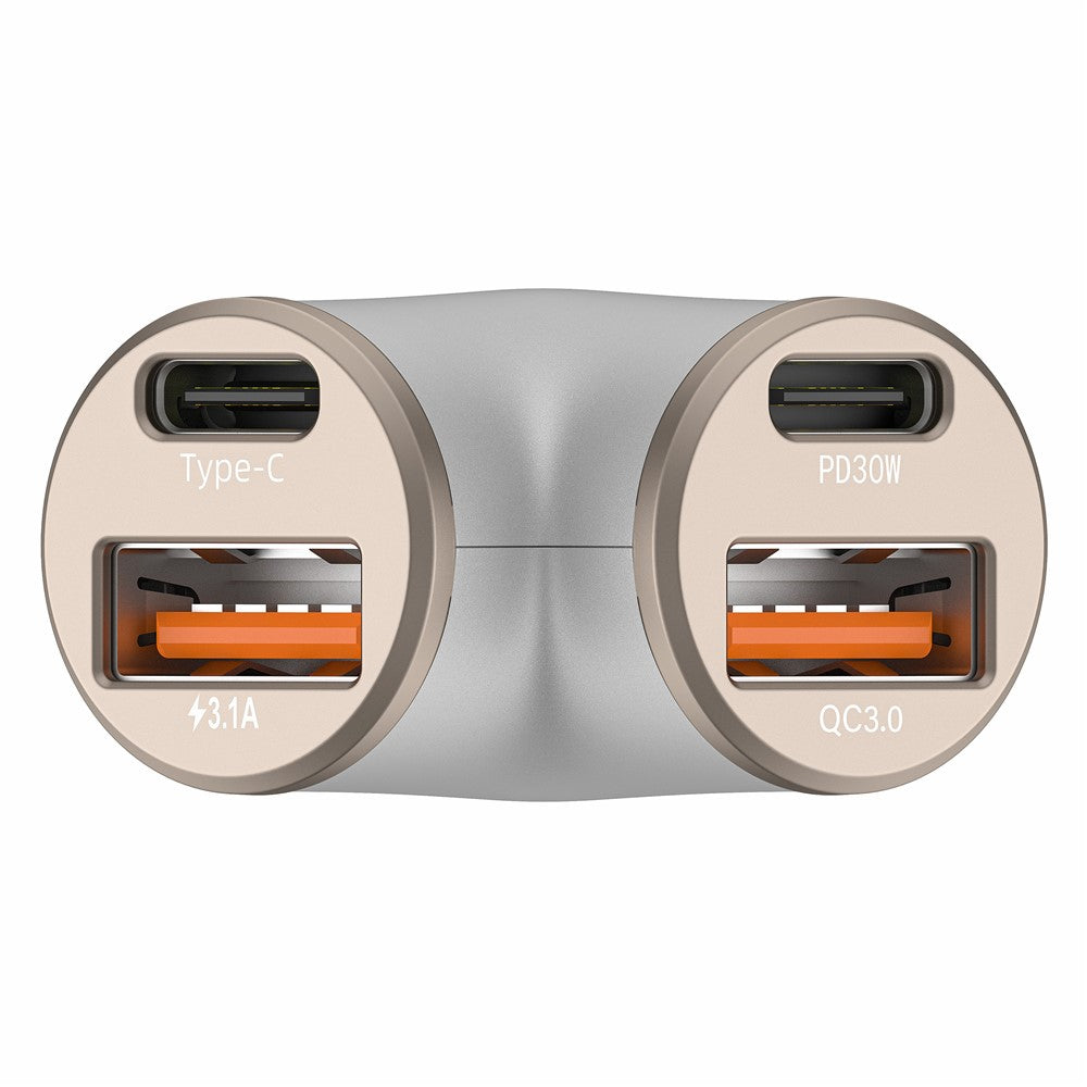 A2 78W Y-Shaped Car Charger 2 USB + 2 Type-C Phone Fast Charging Power Adapter