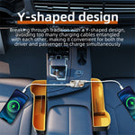 A2 78W Y-Shaped Car Charger 2 USB + 2 Type-C Phone Fast Charging Power Adapter