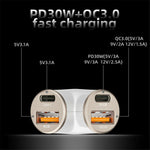 A2 78W Y-Shaped Car Charger 2 USB + 2 Type-C Phone Fast Charging Power Adapter
