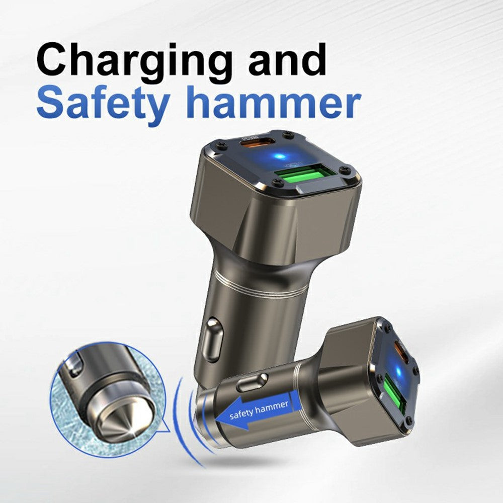 K25 Billaderadapter PD 30W Superoplader Hurtigopladning Metalrudehammer