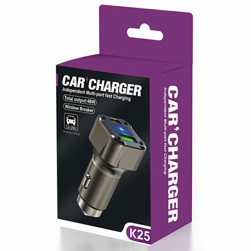 K25 Billaderadapter PD 30W Superoplader Hurtigopladning Metalrudehammer