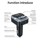 C64 Bluetooth-kompatibel 5.3 Biladapter PD 30W Biloplader Håndfri Opkald Audio Modtager MP3 Musikafspiller