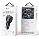 YESIDO Y65 USB+Type-C Dual Port Car Charger PD 100W + QC 18W Fast Charging Adapter