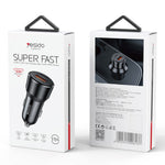 YESIDO Y64 50W USB+Type-C Dobbeltport Biloplader Hurtigopladende Cigartænderadapter