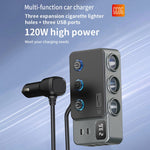 PD 35W Fast Charging Car Charger 3 in 1 Cigarette Lighter Adapter 120W 5 USB Ports for Multiple Devices