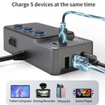 PD 35W Fast Charging Car Charger 3 in 1 Cigarette Lighter Adapter 120W 5 USB Ports for Multiple Devices