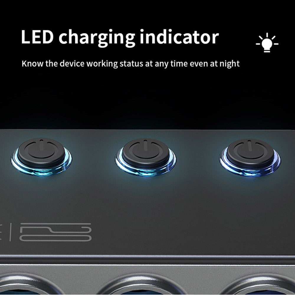 PD 35W Fast Charging Car Charger 3 in 1 Cigarette Lighter Adapter 120W 5 USB Ports for Multiple Devices