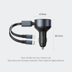 VENTION FFOB0 PD 30W Fast Charging Car Charger with Built In Type C  /  iP Cables for 12V-24V Vehicle