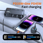 C35L 3 in 1 Cigarette Lighter Adapter Voltage Display 228W Fast Charging Car Charger with Retractable Cable