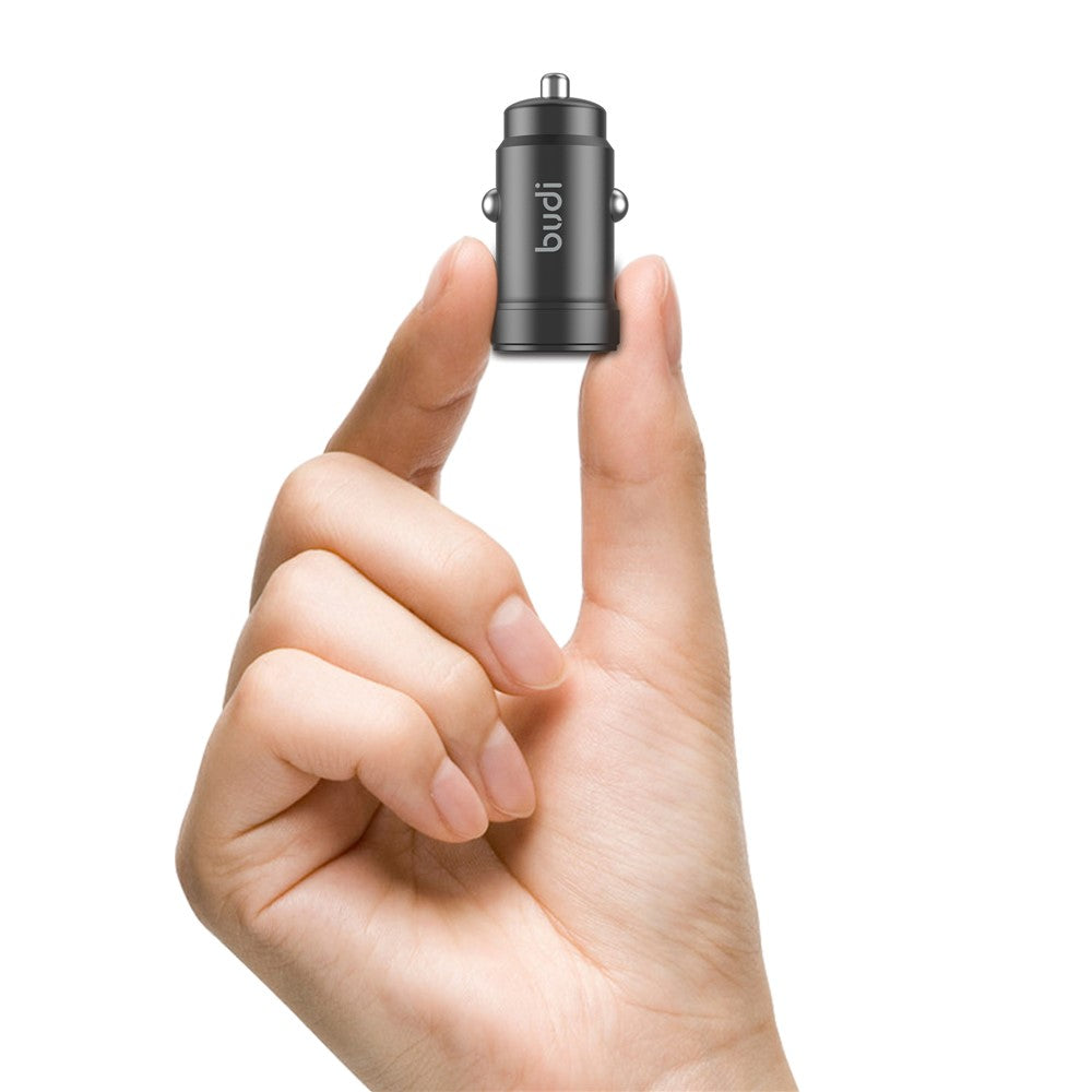 BUDI CC602B Mini Car Charger 48W Quick Charge USB A + USB C Dual Port Cigarette Lighter Adapter