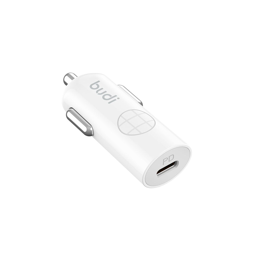 BUDI CC062TTLW USB-C 33W Car Charger Set with 1.2m 27W Type-C to iP Cable Mini Cigarette Lighter Adapter