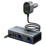 GE08 PD 65W Hurtigopladende Biloplader 9-i-1 Cigarettænderadapter med Uafhængig Afbryder og Udtrækkeligt Kabel