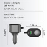 GE08 PD 65W Hurtigopladende Biloplader 9-i-1 Cigarettænderadapter med Uafhængig Afbryder og Udtrækkeligt Kabel