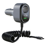 GE09 PD 65W Fast Charging Car Charger Cigarette Lighter Adapter with Spring Wire Charger Temperature Control Protection