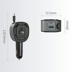 GE10 Voltage Display Car Charger with Retractable Cable PD 65W Fast Charging Adapter Temperature Control Protection
