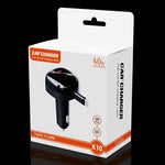 K10 billaddare med infällbar kabel Type-C + USB-A PD 20W QC 3.0 snabbladdning cigarettändare