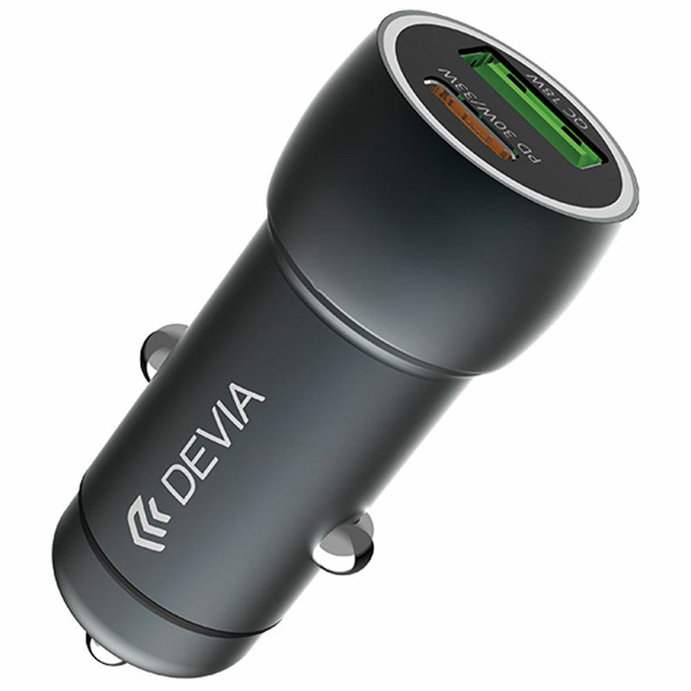 DEVIA EA507 Extreme Speed Series PD 30W + QC3.0 18W Biloplader i Metal med Dobbelt USB-A Type-C-port