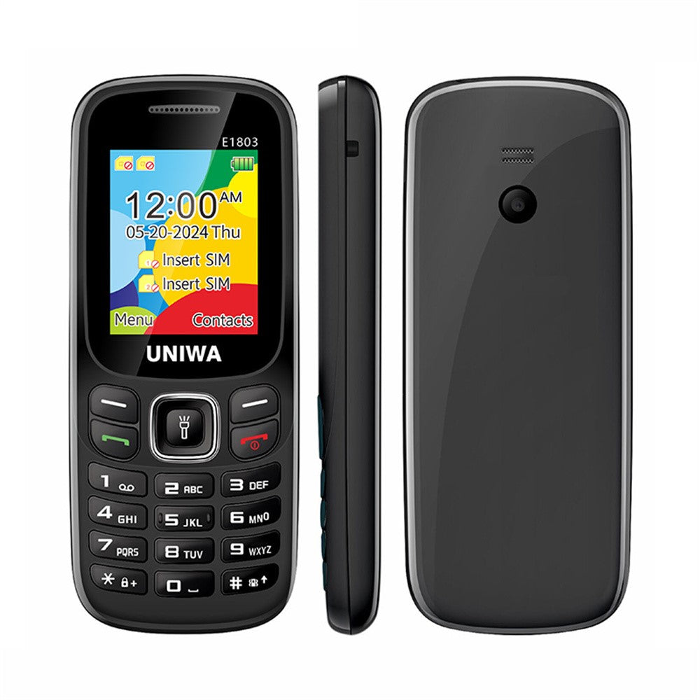 UNIWA E1803 Dual SIM Dual Standby 2G Feature Phone Physical Keypad LED Flashlight Camera Phone