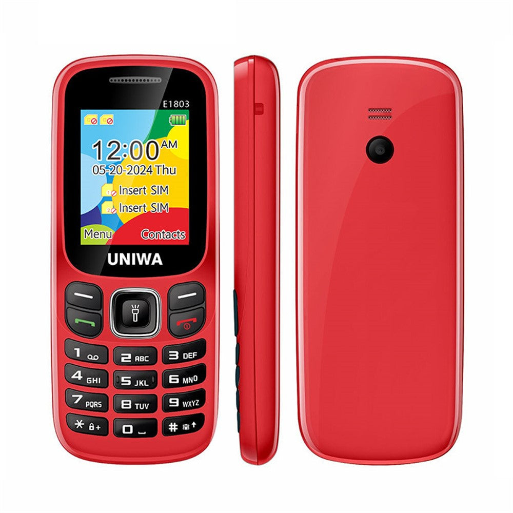 UNIWA E1803 Dual SIM Dual Standby 2G Feature Phone Physical Keypad LED Flashlight Camera Phone