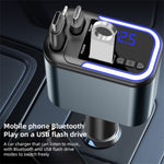 LC-040 5-i-1 Billader 180W Dobbelt Udtrækkeligt Kabel Type-C iP (5-14) Bluetooth-kompatibel FM-sender Opladningsadapter
