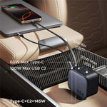 UGREEN 55910 USB-A + 2 USB-C 100W Hurtig Billader med 60W Udtrækkeligt USB-C Kabel til iPhone iPad MacBook