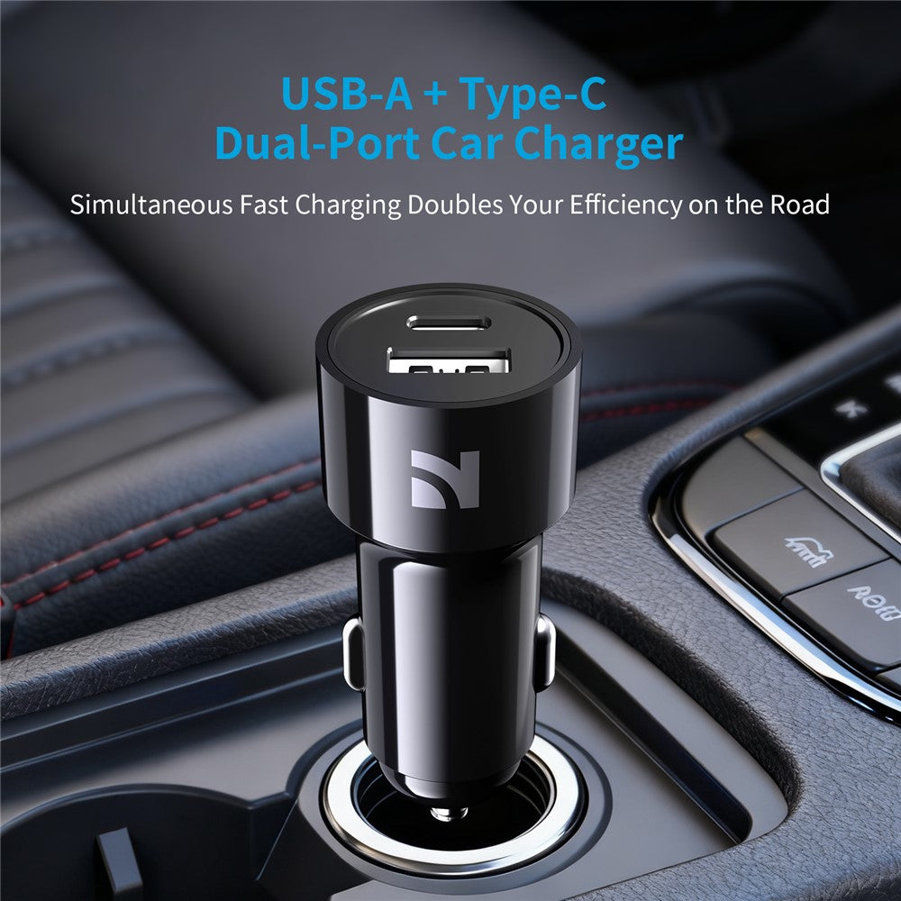 NCC CC-0401 USB-A + Type-C Dual Port Car Charger PD 20W Fast Charger for SUV Truck