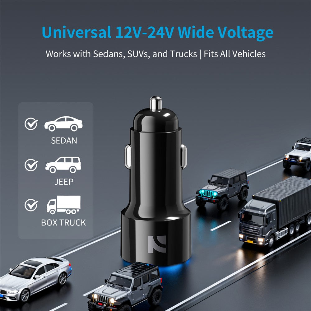 NCC CC-0401 USB-A + Type-C Dual Port Car Charger PD 20W Fast Charger for SUV Truck