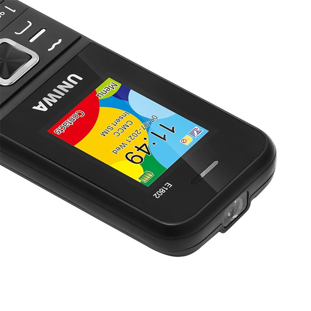 UNIWA E1802 2G Bar Phone 1800mAh Battery Function Cell Phone for Seniors and Kids