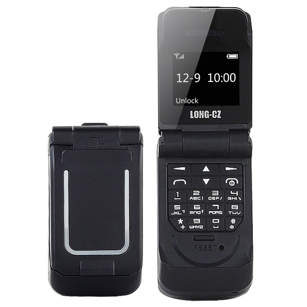 LONG-CZ J9 Flip Mobile Phone Bluetooth-compatible Dial Small Phone Supports 2G Network GSM 850 / 900 / 1800 / 1900MHz