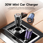 ESSAGER 30W Mini Car Charger USB-A + Type-C Dual Port Fast Charger for iPhone 12/13