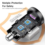 ESSAGER 30W Mini Car Charger USB-A + Type-C Dual Port Fast Charger for iPhone 12/13