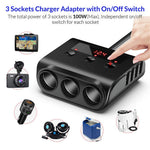TR12 100W billader med 4 USB-porte, LED-display og spændingsdetektering, 3 cigarettænderudgange opladningsadapter