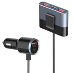 SC03 3 QC3.0 USB+2 Type-C PD Phone Fast Charging Adapter Back Clip Design Extended Car Charger