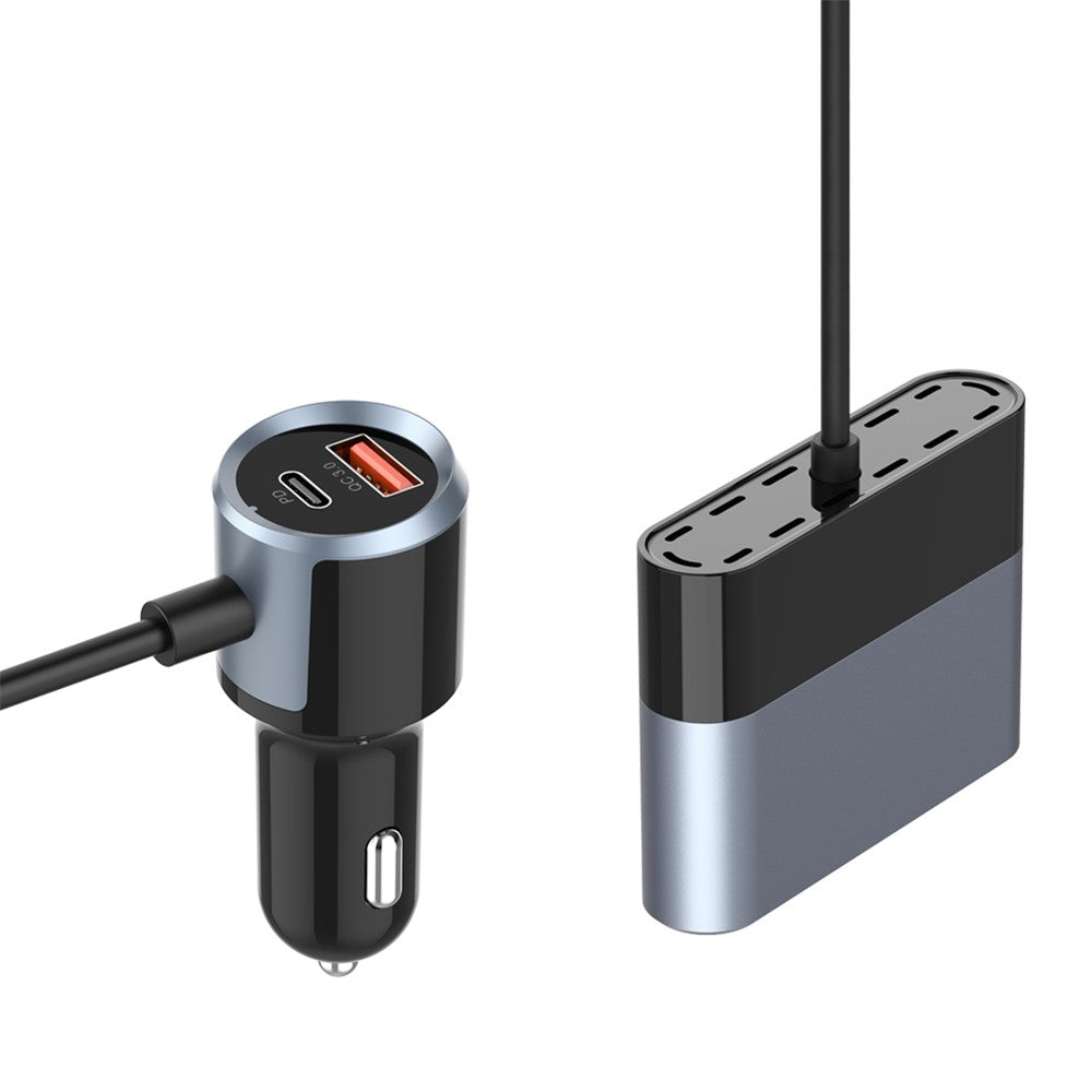 SC03 3 QC3.0 USB+2 Type-C PD Phone Fast Charging Adapter Back Clip Design Extended Car Charger