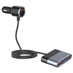 SC03 3 QC3.0 USB+2 Type-C PD Phone Fast Charging Adapter Back Clip Design Extended Car Charger