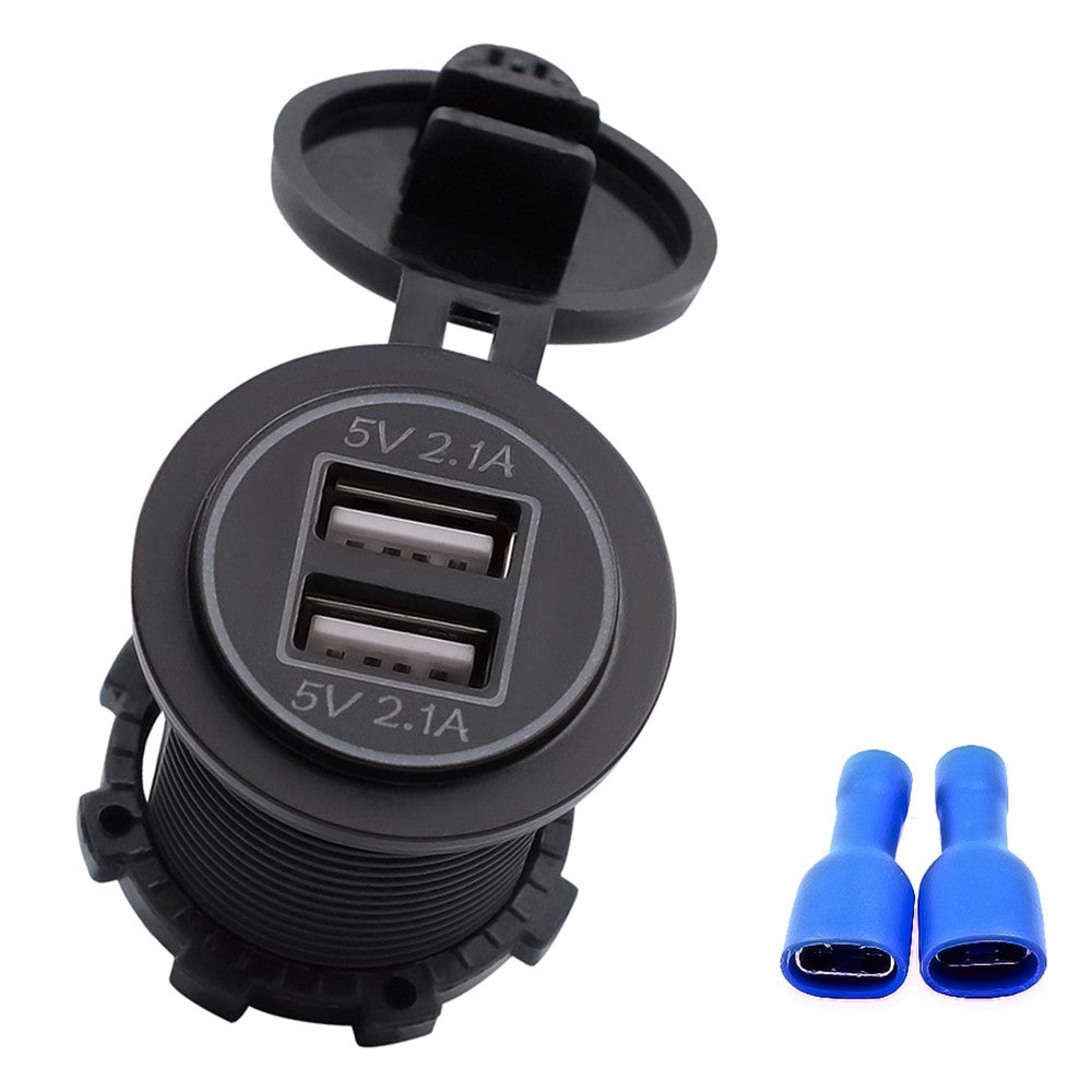 CS-526 USB 2.1A Oplader Dobbelt USB-port Biloplader med Dobbelt LED-ringlys