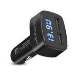 4 in 1 Car Charger Dual USB Port with Digital Display Voltage / Temperature / Current Meter Tester Adapter