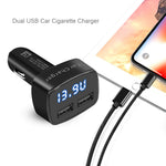 4 in 1 Car Charger Dual USB Port with Digital Display Voltage / Temperature / Current Meter Tester Adapter