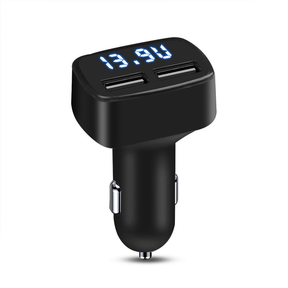4 in 1 Car Charger Dual USB Port with Digital Display Voltage / Temperature / Current Meter Tester Adapter