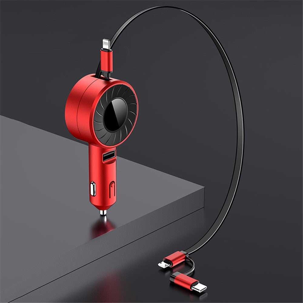 4.2A Hurtigopladende Billaderstik Bilcigarettænderadapter med 3-i-1 Teleskopkabel (9. generation)