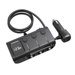 GC01 3 USB + 1 Type-C + 1 PD Port Car Charger 3 Cigarette Lighter Sockets Digital Display Charging Adapter
