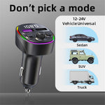 CS2 Dubbel USB 66W Super snabb billaddare med digital display, MP3-spelare och Bluetooth-kompatibel FM-sändare