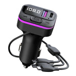 CS3 USB+USB-C 66W Car Charger MP3 Player Bluetooth-compatible FM Transmitter Car Charger with 3 Charging Cables