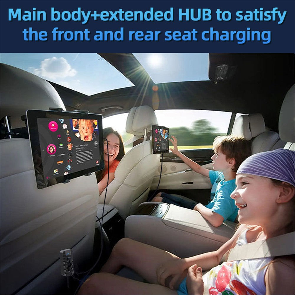CS11 Multi-Port Rear Seat Extended Car Charger Super Fast Car Charger Support Bluetooth-compatible MP3 Play, FM Transmitter