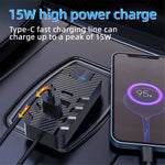 CS11 Multi-Port Rear Seat Extended Car Charger Super Fast Car Charger Support Bluetooth-compatible MP3 Play, FM Transmitter