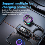 CS6 Rear Seat Extended Car Charger Multi-Port Fast Car Charger with Bluetooth-compatible MP3 Play, FM Transmitter Function