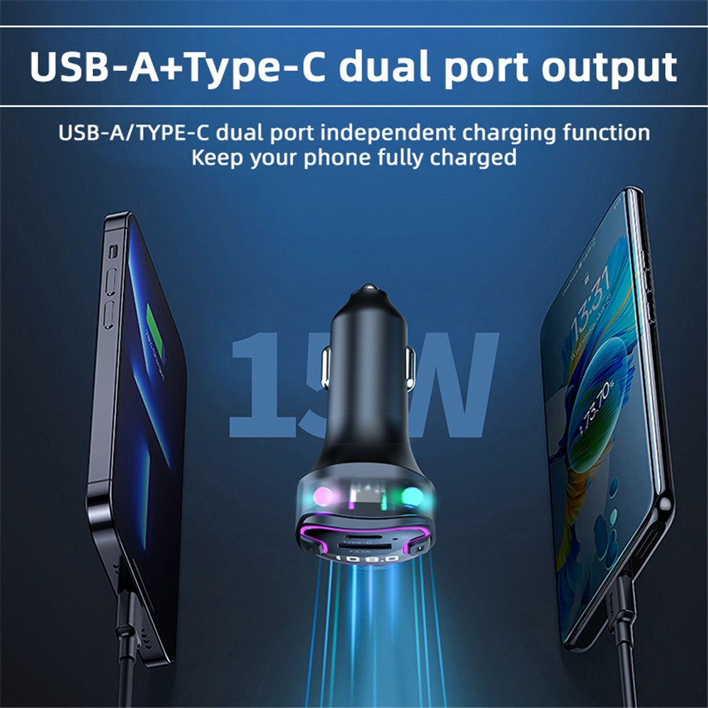 CS6 Rear Seat Extended Car Charger Multi-Port Fast Car Charger with Bluetooth-compatible MP3 Play, FM Transmitter Function