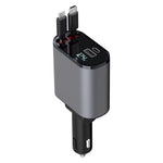 X16 100W Super Fast Charging Car Charger 180-Degree Rotating Adapter with Retractable Type-C / iP Cable